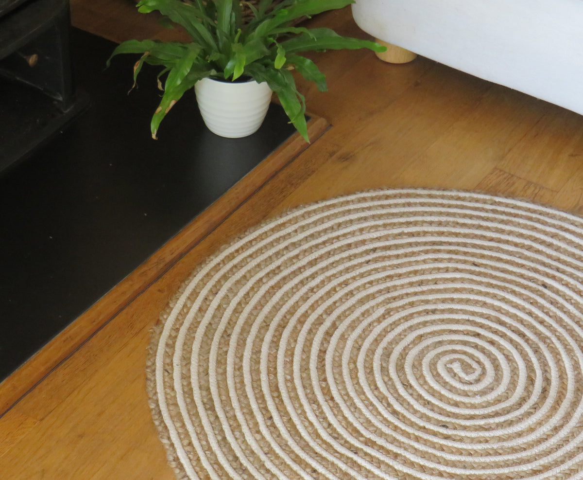 Round Jute Natural Tessellate Rug– Floorsome